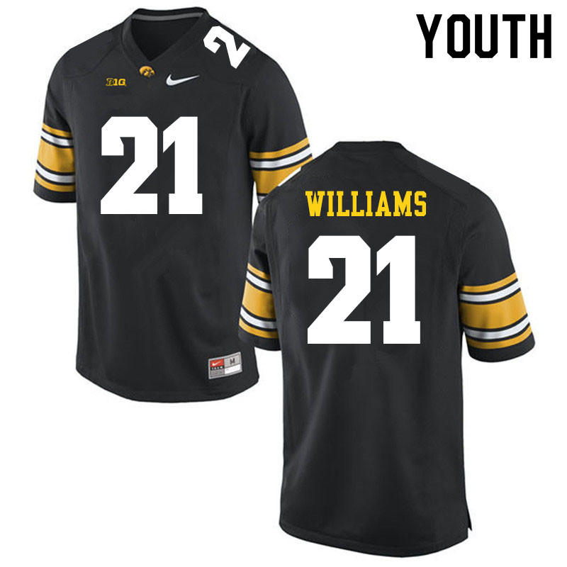 Youth #21 Gavin Williams Iowa Hawkeyes College Football Jerseys Sale-Black